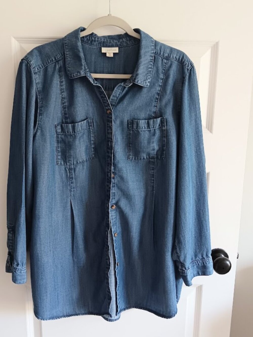 J Jill 2X Denim Long Sleeve Shirt Pockets